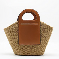 Nouveaux Sacs d'Été pour Femme Fait Main, Grand Sac de Plage en Paille Tressée, Cabas Fourre-Tout