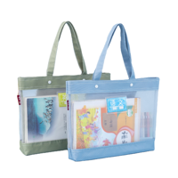 Carpeta de Presentación de Plástico Transparente, Bolsa de Lona Portátil de Gran Capacidad, Impresión Digital, Bolsa de Almacenamiento de Malla de Moda, Venta al Por Mayor