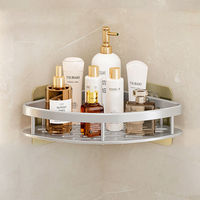 Étagère d'angle murale triangulaire moderne pour salle de bain, sans perçage, en aluminium spatial, étanche, pour hôtels
