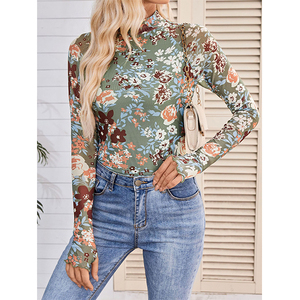 Pull-over pour <span class=keywords><strong>femme</strong></span> à <span class=keywords><strong>col</strong></span> <span class=keywords><strong>montant</strong></span>, manches longues, en dentelle florale et maille, sous-vêtement, <span class=keywords><strong>t</strong></span>-<span class=keywords><strong>shirt</strong></span>, vente chaude 2026 - Product Image 1