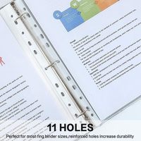 Protectores de láminas Paquete de 200 Protectores de páginas de plástico transparente mejorados Hoja reforzada Ajuste de 11 orificios para Carpeta de 3 anillas Se adapta al estándar
