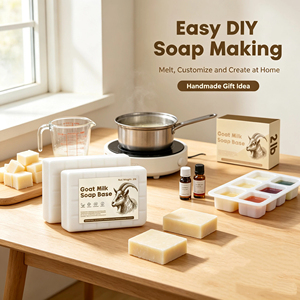 Base <span class=keywords><strong>de</strong></span> Savon Naturel au Lait <span class=keywords><strong>de</strong></span> Chèvre Saponifié, Mélange <span class=keywords><strong>Huile</strong></span> <span class=keywords><strong>de</strong></span> <span class=keywords><strong>Coco</strong></span> et Olive, Matière Première Douce pour le Nettoyage Quotidien Familial et la Fabrication <span class=keywords><strong>de</strong></span> Savon Artisanal - Product Image 4