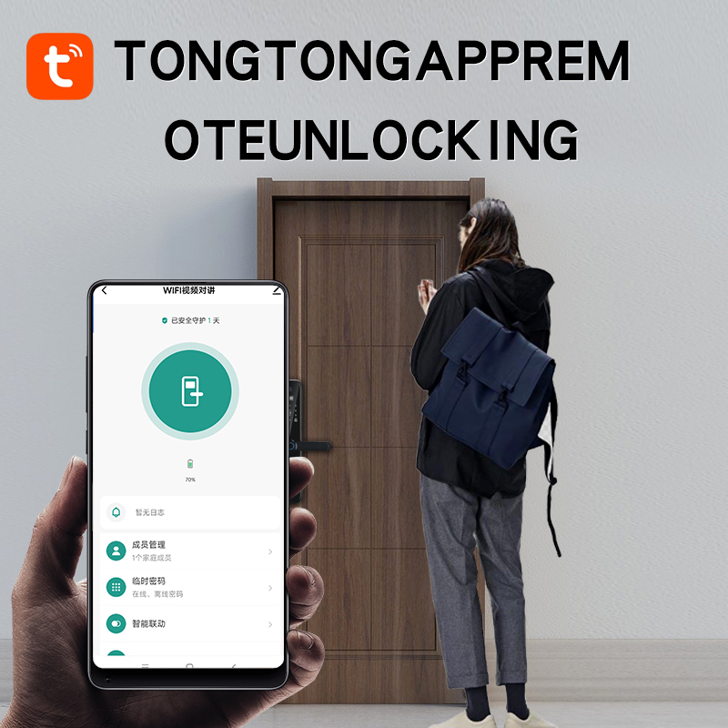 Factory Wholesale Tuya Smart Door Handle Lock Electric Keyless Fingerprint Access Memory Card for Wood Steel WiFi Connectivity · image 7