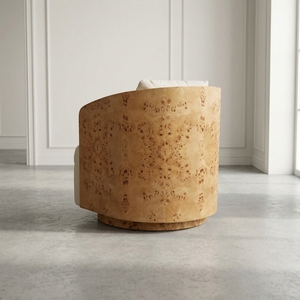 Fauteuil pivotant rembourré de luxe moderne de haute qualité, fauteuil d'appoint en bois massif pour salon, vente en gros - Product Image 3