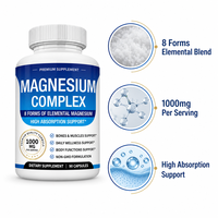 Complément de Magnésium Quotidien pour le Bien-être – 90 Gélules, 1000mg, 8 Formes de Magnésium Élémentaire – Soin Doux pour le Corps, les Os et les Muscles