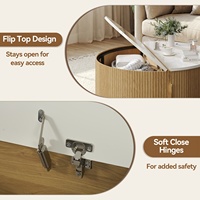 Table basse ronde de rangement moderne en carton ondulé avec compartiment caché à porte coulissante en bois pour bureau, maison, hôtel Z-18
