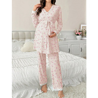 Ensemble de pyjama de maternité pour femmes SMOOTH, trois pièces, printemps et automne, camisole, veste et pantalon, ensemble de vêtements de maison