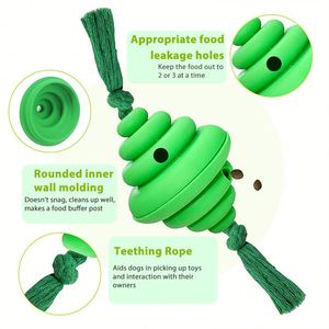 Jouet à mâcher pour chien en silicone de qualité alimentaire, forme de carotte, distributeur de friandises, jouet interactif pour la dentition, corde en coton pour mâcheurs agressifs - Moderne - Product Image 3
