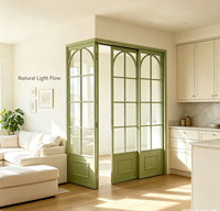 Porte coulissante à trois portes arquées de style français, design moderne, en alliage d'aluminium et verre, étanche, pour cuisine, balcon, salon, porte intérieure