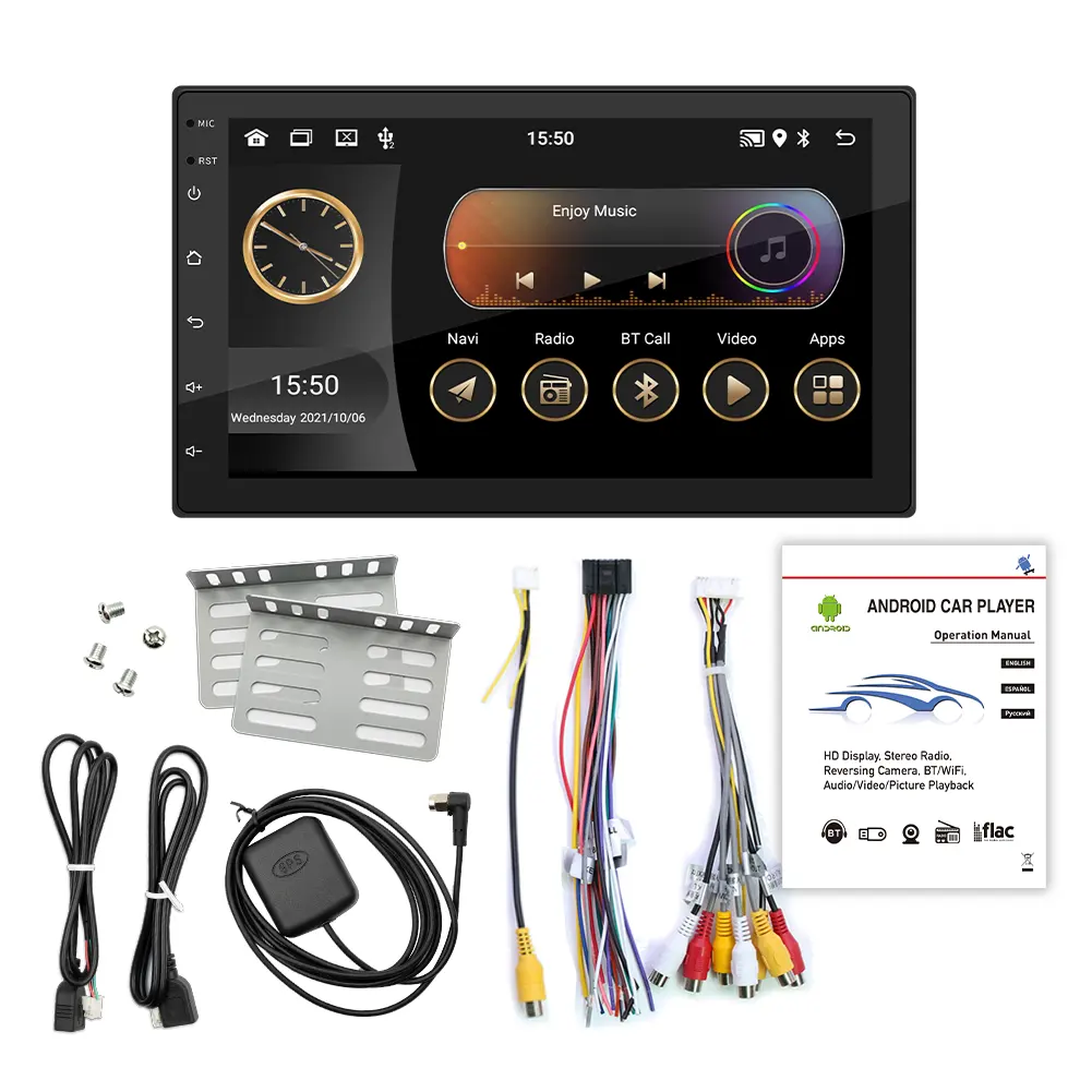 Pantalla táctil de 7 pulgadas Android 11 reproductor de DVD para coche sin CD pantalla plana 2 Din radio universal para coche GPS WIFI BT carplay pantalla