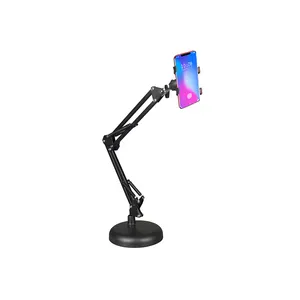 Verstelbare Desktop Microfoon Stand Verstelbare Mic Tafelblad Stand Met Mobiele Telefoon Clip Metalen Chassis Microfoon Ondersteuning