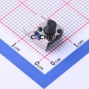 TC-6615-7.5-260G Tactile Switch Bent Lead Through Hole-4P,6x6mm Single Pole Single Throw Round Button 2.6N Right Angle Insert - Product Image 1