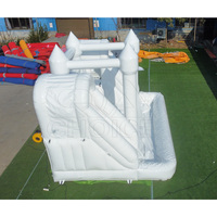 Château gonflable commercial en PVC blanc avec double toboggan, écologique, pour mariages et cérémonies