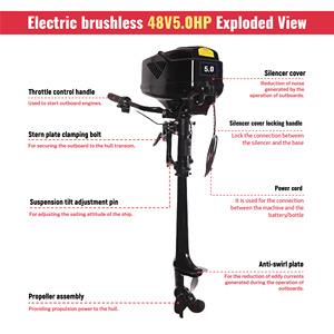 Motor fueraborda eléctrico sin escobillas de 48V 1200W con eje de acero inoxidable, nuevo y popular, 5.0hp, para embarcaciones inflables de pesca y yates - Product Image 3