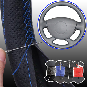 Protector de cuero de microfibra para volante de coche para <span class=keywords><strong>Renault</strong></span> Laguna <span class=keywords><strong>2</strong></span> Vel Satis Espace <span class=keywords><strong>Trafic</strong></span> <span class=keywords><strong>2</strong></span> 2001-2014 Nissan Primastar 2009-2015 - Product Image 1