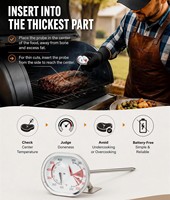 Thermomètre à viande analogique 2-en-1 avec sonde de température double pour four et cadran pour barbecue