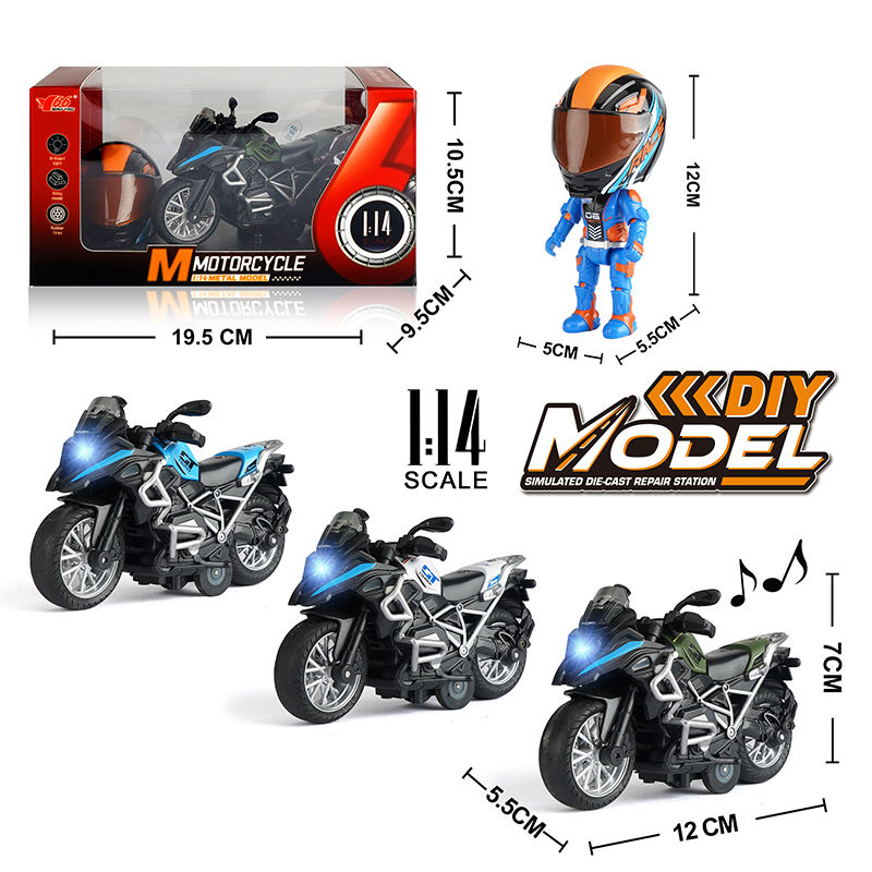 Pull-Back Motorcycle Model Toy 1:14 Alloy Diecast Mini Motorcycle