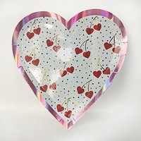 Assiettes en papier d'estampage à chaud jetables en forme de coeur imprimées sur mesure avec des plats en or de forme particulière pour la fête en papier