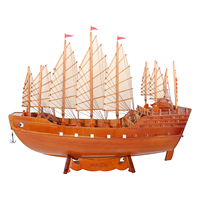 Bateau Fu en bois véritable modèle de voile décoration de la maison chinoise voile simple décoration d'artisanat pur bateau au trésor Zheng He