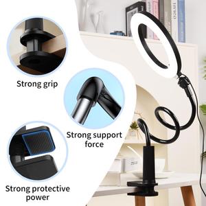Anneau lumineux LED de 8 pouces avec support paresseux et support de téléphone, lumière d'appoint pour selfie, idéal pour le streaming en direct, l'enregistrement vidéo, TikTok et la photographie - Product Image 6