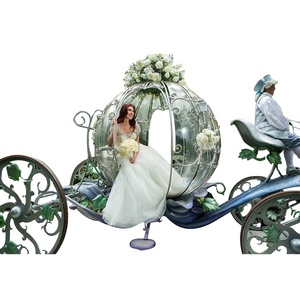 Carruaje de Calabaza Metálico Personalizado, Carruaje de Caballos Eléctrico <span class=keywords><strong>Rosa</strong></span> para Maratón, Carruaje de Caballos de Cenicienta para Bodas en Venta - Product Image 1