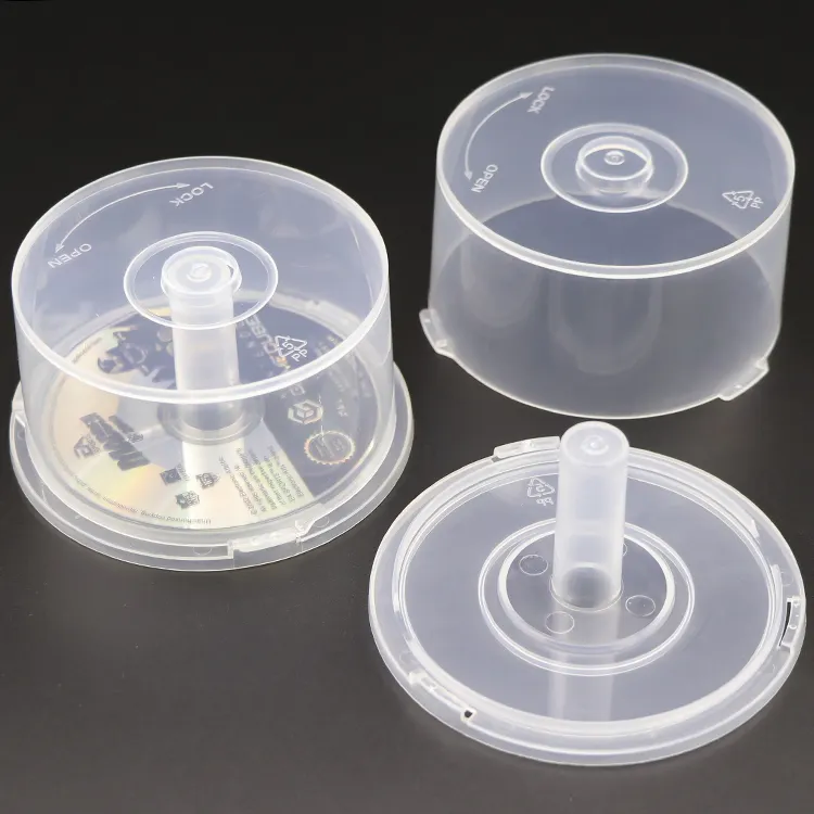 Empty 8CM CDR DVDR Blu-Ray Spindle Cake Box Storage Container CD Box Hold 25 Discs Wholesale DVD Case Plastic Disc Cake Box Spin