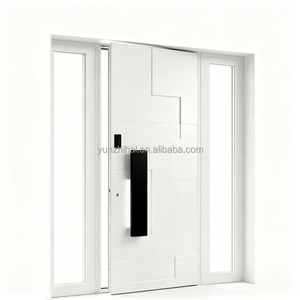 Porta <span class=keywords><strong>Esterna</strong></span> Moderna in Alluminio con Superficie Texturizzata e Luci Laterali in Vetro, <span class=keywords><strong>Apertura</strong></span> a Battente/Pivot per Uso Residenziale - Product Image 3