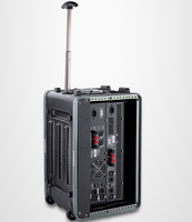 XYY PE-300/400W Valise intégrée avec double roulettes pivotantes, surface métallique brossée, emplacements pour cartes, étanche IP65 pour amplificateurs