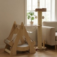 Arbre à chat de luxe durable avec maisonnette, balançoire, griffoir, structure d'escalade, capsule spatiale, écologique, en panneaux multicouches et corde de sisal