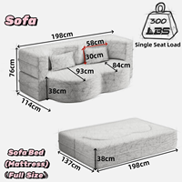 Sofá Cama Seccional de Lujo para Sala de Estar, con Espuma Viscoelástica, Moderno, Ahorra Espacio, Comprimido al Vacío