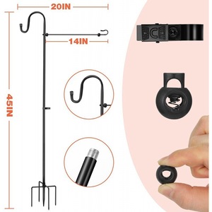 Support de jardin en fer <span class=keywords><strong>à</strong></span> cinq pieds, écologique et automatique, pour usage extérieur décoratif, avec crochet pour drapeau et mangeoire décorative pour oiseaux - Product Image 3