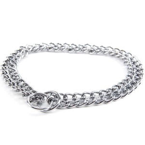 Laisse pour chien à double chaîne métallique pour races moyennes et grandes, collier d'entraînement anti-traction torsadé pour le contrôle de l'animal - Product Image 2