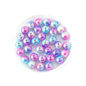 Acrylic Imitation Pearls Round With Holes For Jewelry Making Multicolored Gradient Candy Colors Loose <b>Beads</b> - Product Image 4