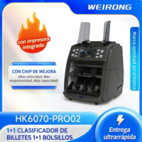 Classificateur de billets de banque WEIRONG HK6070-PRO02 à double poche, double CIS, analyse d'image RGB, imprimante thermique intégrée, qualité bancaire