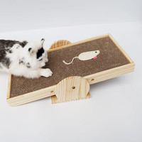 Plate-forme à double usage pour chaton Planche à gratter et balance en papier ondulé Jouet pour chat en bois pour le meulage des pattes