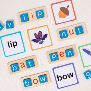 Jouet éducatif Hoye Crafts, cartes flash anglaises, jouet de lecture pour enfants, lettres en bois, jeu d'apprentissage, jeu de mots éducatifs, jeu d'<span class=keywords><strong>orthographe</strong></span> - Product Image 4