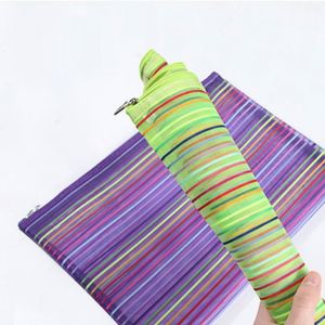 Hot Sale Durable Colorful Polyester Transparent Mesh Zipper Pouch Non-Deformation A6 Document Bag Zipper <b>File</b> Bag Office <b>Files</b> - Product Image 3