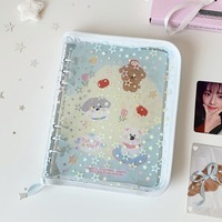 Protège-cahier/organisateur en PVC brillant à paillettes laser, couverture rigide, classeur à 6 anneaux, album photo transparent
