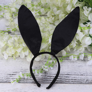 Diademas con orejas de conejo en blanco y negro para accesorios de disfraces de Pascua, accesorios temáticos de animales de tela - Product Image 4