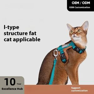 Ensemble <span class=keywords><strong>de</strong></span> harnais <span class=keywords><strong>de</strong></span> <span class=keywords><strong>chat</strong></span> en similicuir réglable à la mode avec gilet <span class=keywords><strong>de</strong></span> style H avec laisse mousqueton pivotante <span class=keywords><strong>de</strong></span> qualité supérieure et fonction rembourrée - Product Image 3