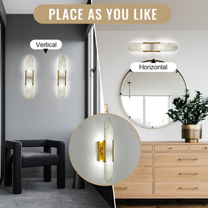 Alabaster <strong>Wall</strong> Sconce Natural Marble <strong>Wall</strong> <strong>Light</strong>, <strong>Gold</strong> Modern Alabaster Sconces <strong>Wall</strong> Mount for Dining Room, Living Room - Product Image 3