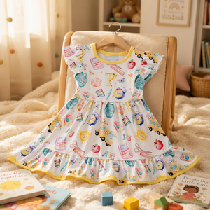Abito Casual con Maniche a Sbuffo per Bambine, Carino e Divertente, Personalizzabile con Stampe, Produzione ODM Qingli Senza Tariffe - Product Image 2