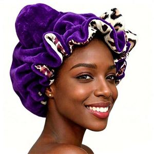 <span class=keywords><strong>Bonnet</strong></span> de nuit en peluche 35 cm avec oreilles, doublure en satin léopard, protection pour cheveux bouclés, double usage cyclisme et <span class=keywords><strong>ski</strong></span>, du fabricant d'origine - Product Image 2
