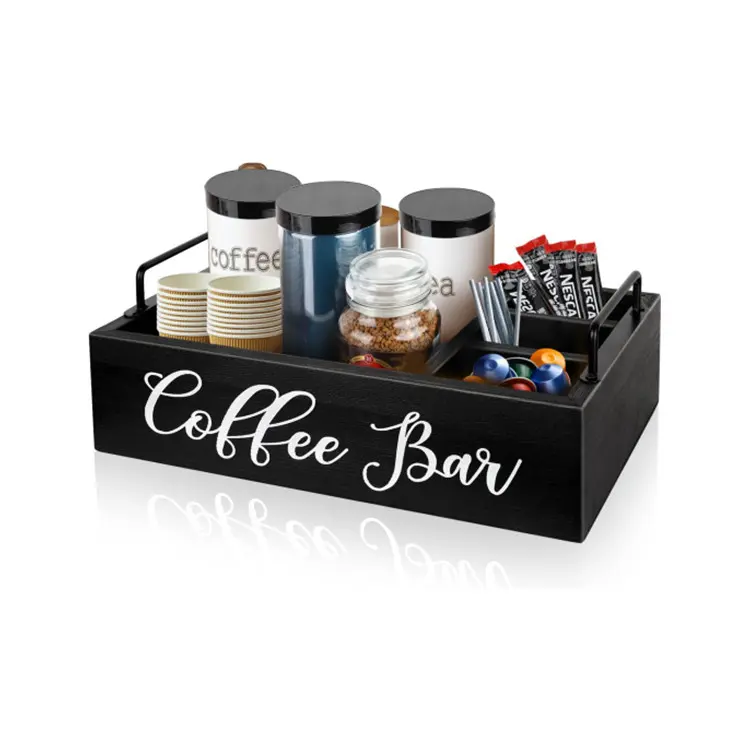 Café Bar Organisateur Ferme Kcup Café Dosette Titulaire Panier De Rangement poignée Cuisine Comptoir Café Station Organisateur En Bois