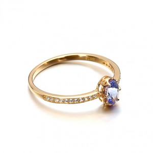 แหวนหมั้นทรงรีประดับแทนซาไนต์ชุบทองคำขาว พร้อมเพชร CZ แบบขายส่ง แหวนธรรมชาติ - Product Image 3