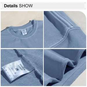 الشارع الشهير غسل حمض خمر انخفض الكتف المتضخم تي شيرت فضفاض قصير الأكمام تي شيرت القطن - Product Image 4