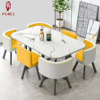 Table à manger de qualité très demandée avec plateau en marbre pour mobilier de salle à manger, table et chaises de restaurant