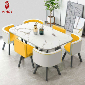 Table <span class=keywords><strong>à</strong></span> <span class=keywords><strong>Manger</strong></span> MARBRE en Acier Inoxydable de Qualité, Top Vente, avec Dessus en Marbre pour Mobilier de <span class=keywords><strong>Salle</strong></span> <span class=keywords><strong>à</strong></span> <span class=keywords><strong>Manger</strong></span> et Restaurant - Product Image 5