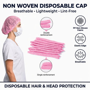 <span class=keywords><strong>Gorro</strong></span> Bouffant Rosa para Servicio de Catering y Cocina, Suave, Cómodo, Hipoalergénico, Marca Privada, Venta al Por Mayor Directa de Fábrica, Certificado ISO - Product Image 4