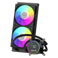 Refroidisseur liquide AIO ARGB COOLLEO ICE Fairy DIG 240 LITE noir 240 mm avec affichage de la température, dissipateur thermique en cuivre, refroidisseur d'eau ARGB pour CPU